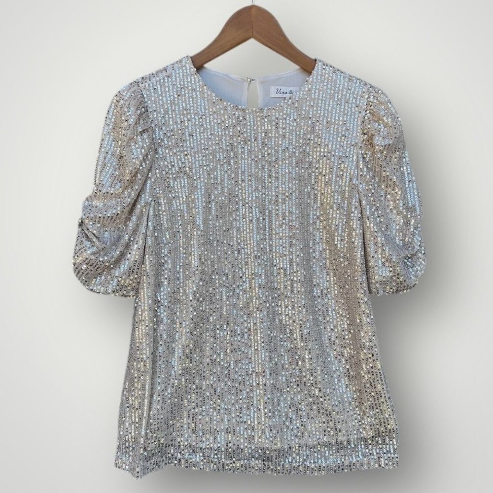 🎉5 for $45🎉 Vine & Love sequin top blouse shirt size S